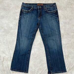 Vertigo Women’s Sz 8 Capri Jeans Dark Wash Denim Cropped Pants Snap Pockets Y2K